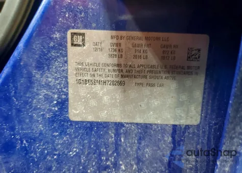 2017 Chevrolet Cruze Lt z USA, uszkodzony, nr VIN 1G1BE5SM1H7202669